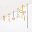 Elegant Asymmetrical Heart Tassel Zircon Pearl Earrings Set - 18k Gold Plated