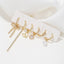 Elegant Asymmetrical Heart Tassel Zircon Pearl Earrings Set - 18k Gold Plated