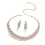 Fashion Geometric Rhinestone Tassel Pearl Necklace and Earrings Set for Women