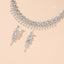 Fashion Geometric Rhinestone Tassel Pearl Necklace and Earrings Set for Women