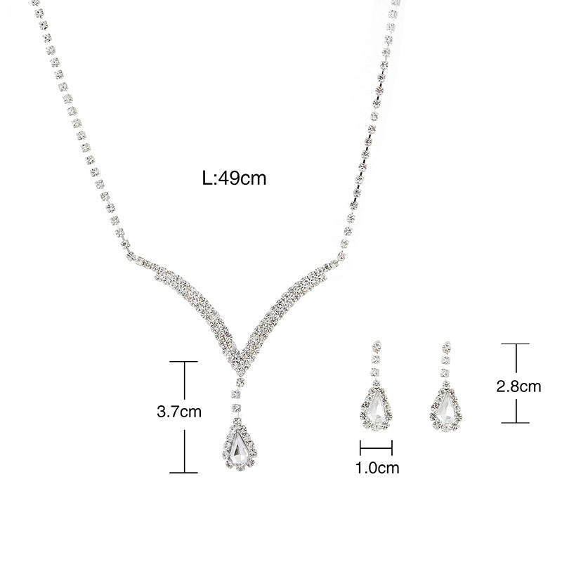 Fashion Water Droplet Acrylic Rhinestone Women's Earrings and Necklace Set