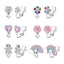 IG Style Rainbow Flower & Butterfly Rhinestone Ear Cuffs - Unicorn & Cat Heart Design for Kids