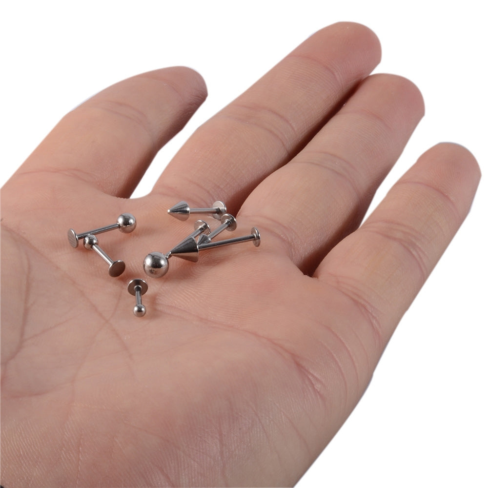 Stainless Steel Lip and Ear Piercing Set - Simple and Classic Style