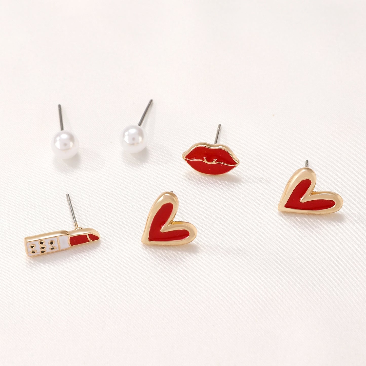 1 Set Classic Heart Shape Alloy Stud Earrings