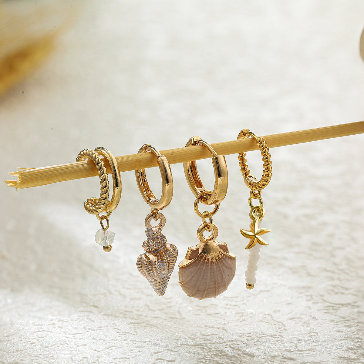 Simple Bohemian Shell Drop Earrings Set - Ocean Inspired Jewelry Collection