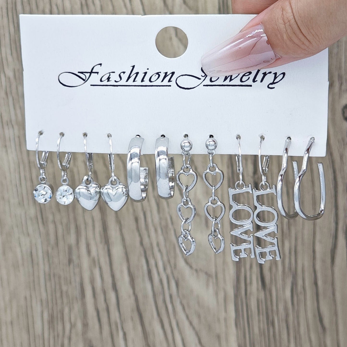 Simple Style Color Block Alloy Drop Earrings Set - Silver Chain Hoop Earrings for Women