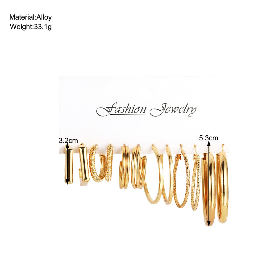 1 Set Geometric Solid Color Plating Alloy Hoop Earrings Set