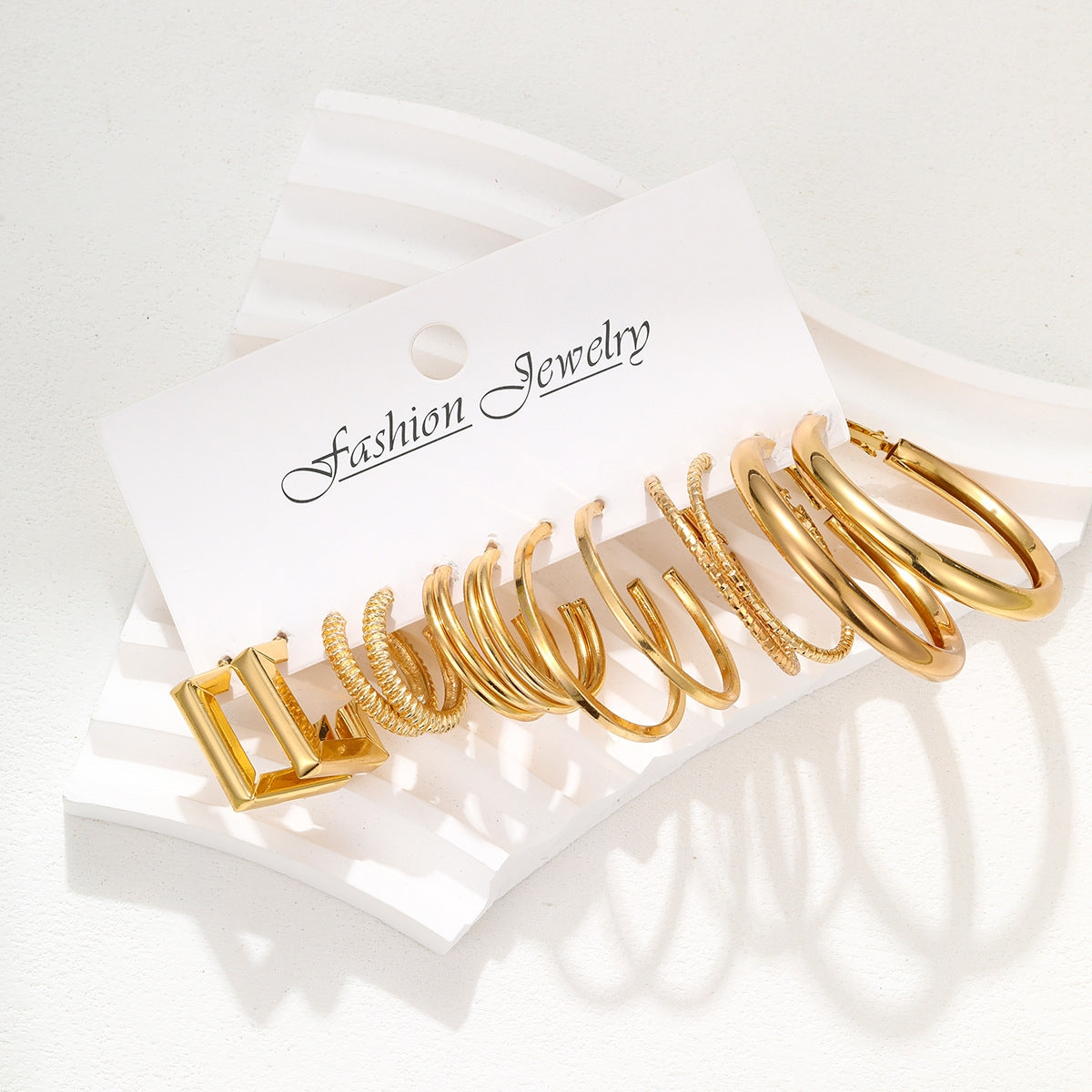 1 Set Geometric Solid Color Plating Alloy Hoop Earrings Set