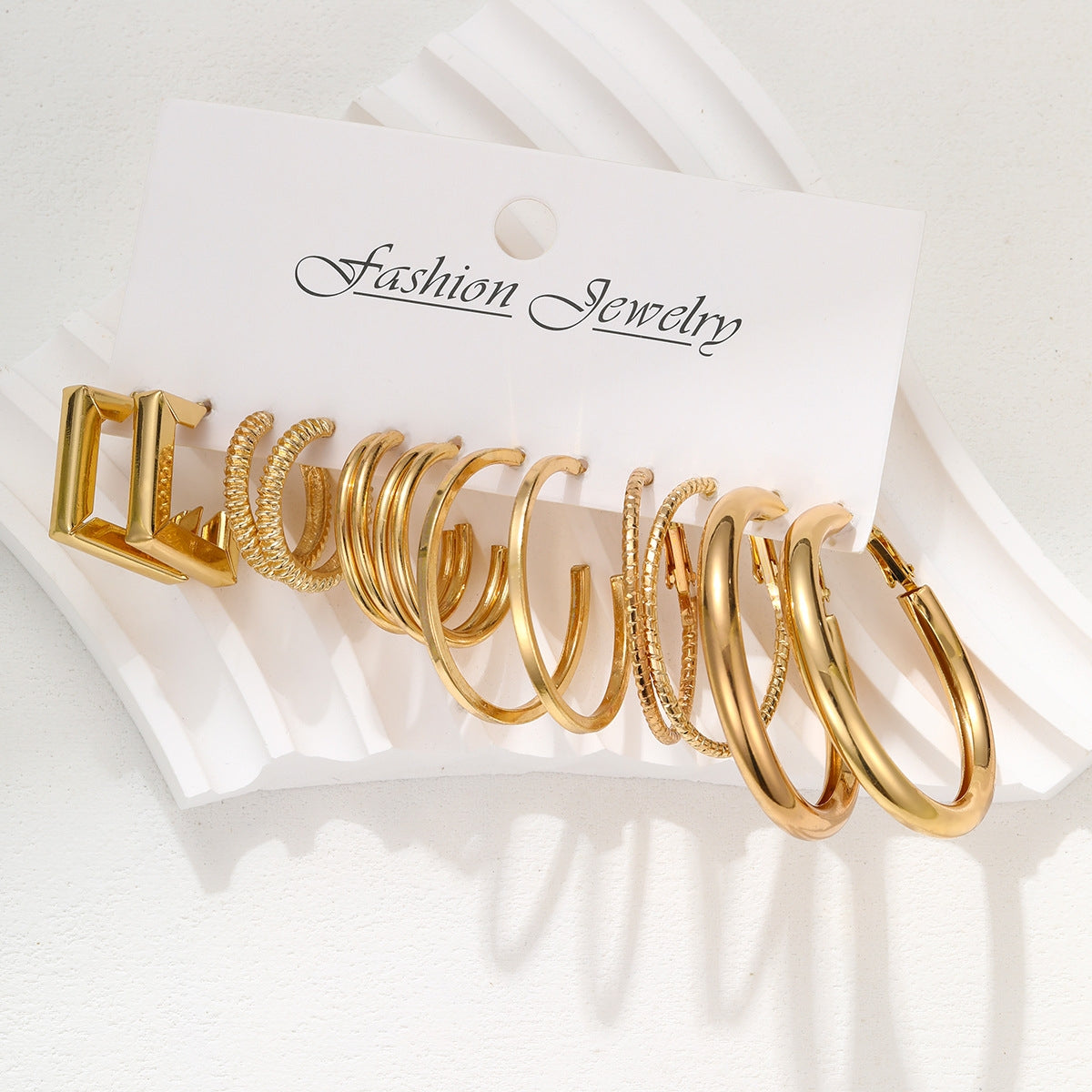 1 Set Geometric Solid Color Plating Alloy Hoop Earrings Set