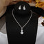 Simple Geometric Zircon Necklace and Round Rhinestone Earrings Set for Women