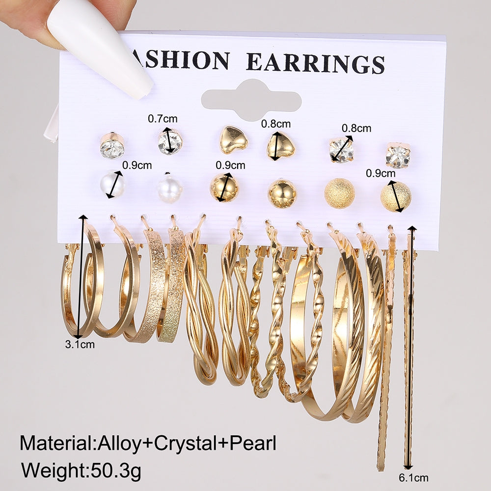 Vintage Heart & Circle Alloy Earrings Set with Colorful Acrylic Butterfly Design