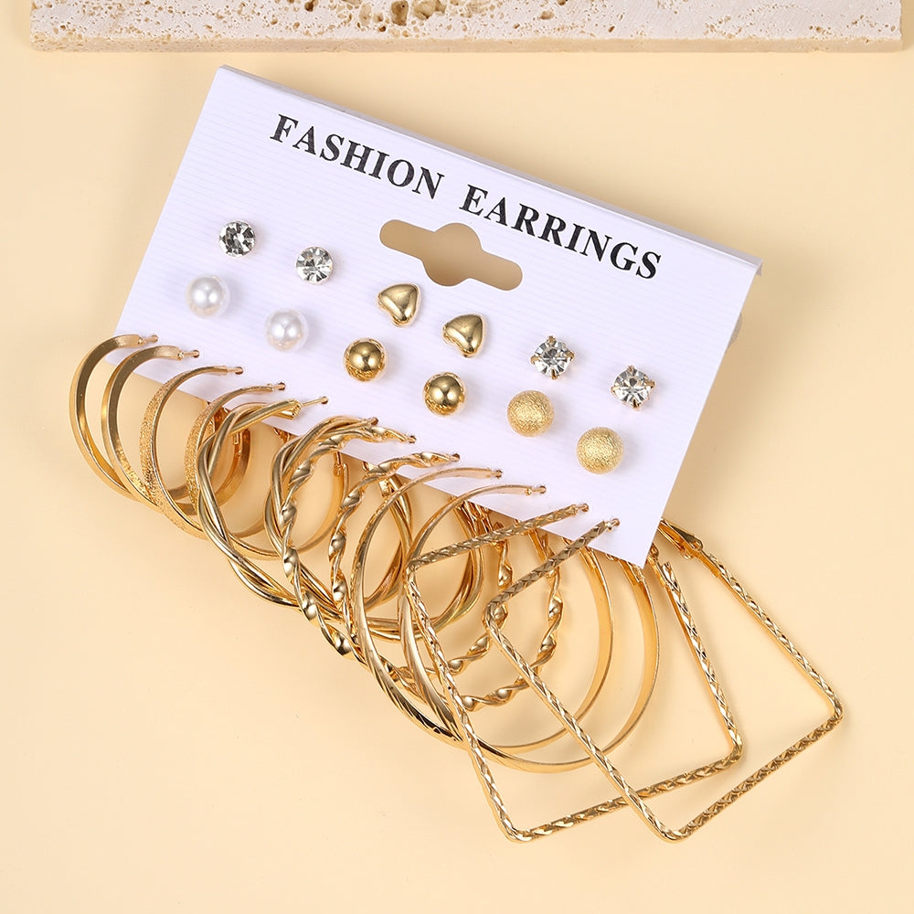 Vintage Heart & Circle Alloy Earrings Set with Colorful Acrylic Butterfly Design