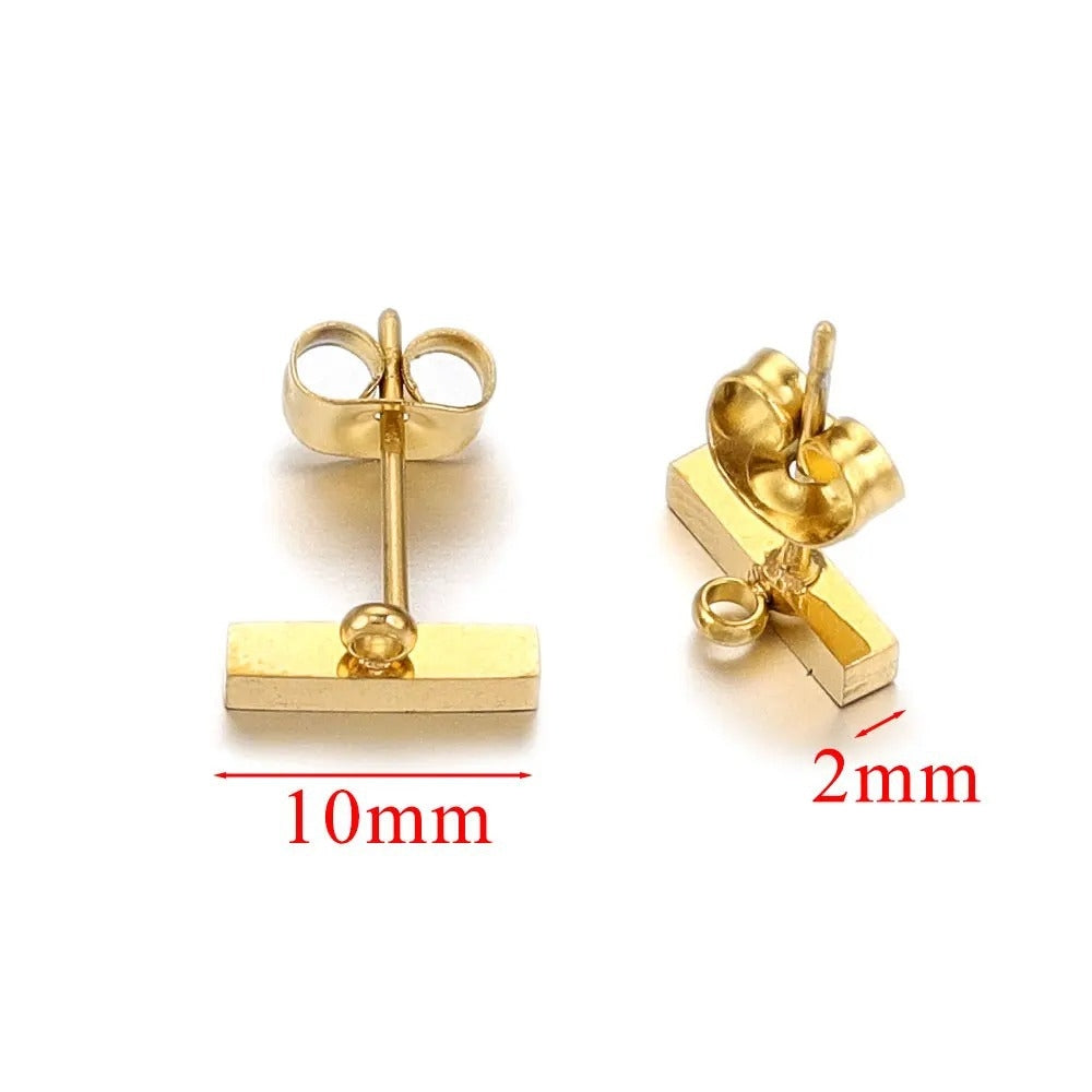 10 PCS Gold Plated Geometric Earring Findings Stainless Steel Oval Fan-Shaped DIY Earring Studs and Pendants