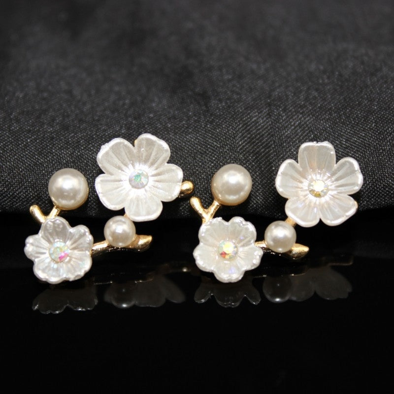 10 PCS Zinc Alloy Pearl Flower and Crystal Branch DIY Accessories Set