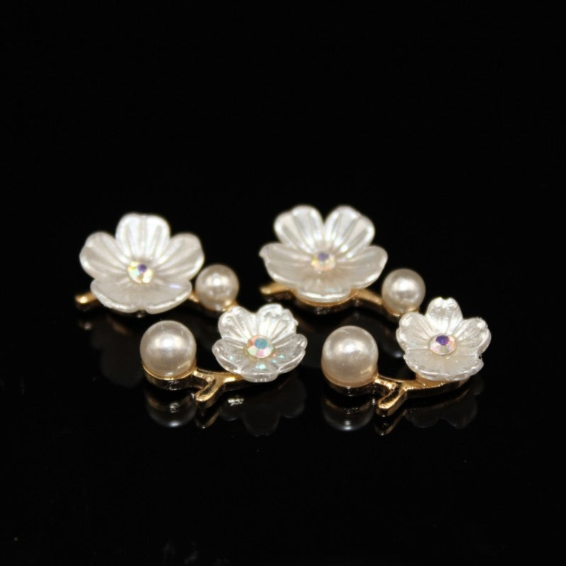 10 PCS Zinc Alloy Pearl Flower and Crystal Branch DIY Accessories Set