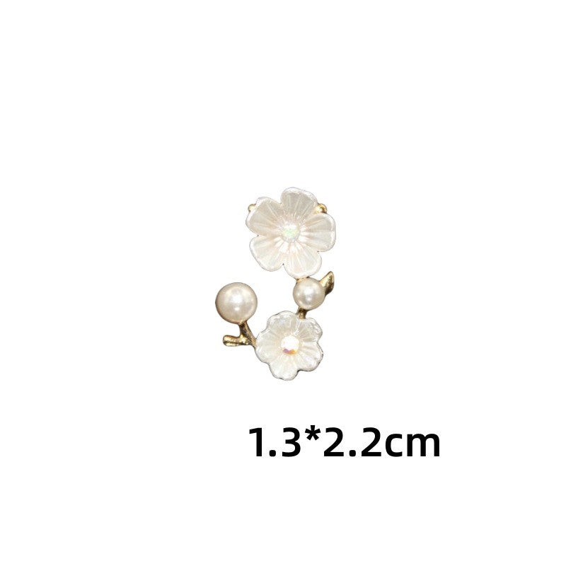 10 PCS Zinc Alloy Pearl Flower and Crystal Branch DIY Accessories Set