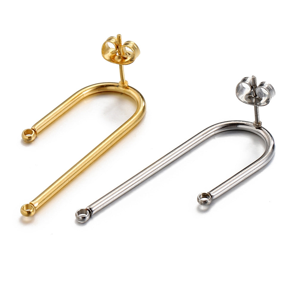10 PCS 18K Gold Plated Stainless Steel U-Shape Earring Findings
