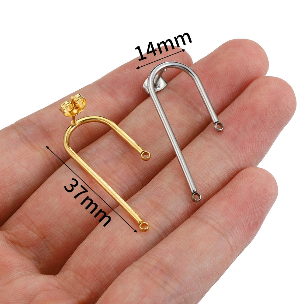 10 PCS 18K Gold Plated Stainless Steel U-Shape Earring Findings