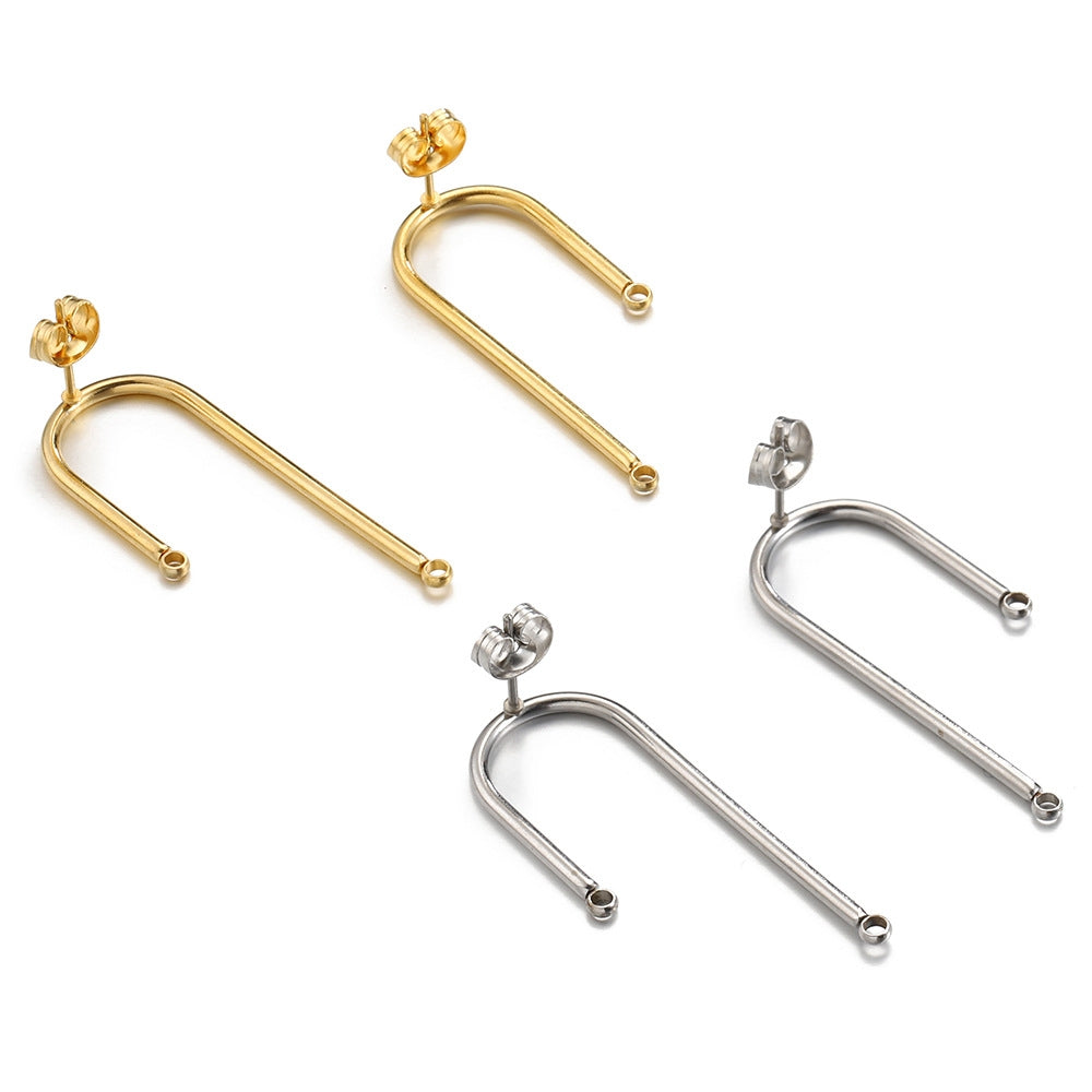 10 PCS 18K Gold Plated Stainless Steel U-Shape Earring Findings