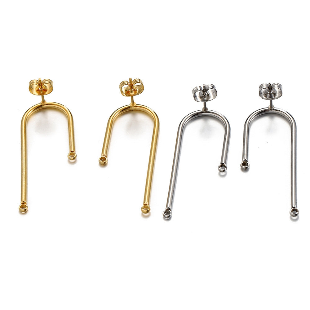 10 PCS 18K Gold Plated Stainless Steel U-Shape Earring Findings