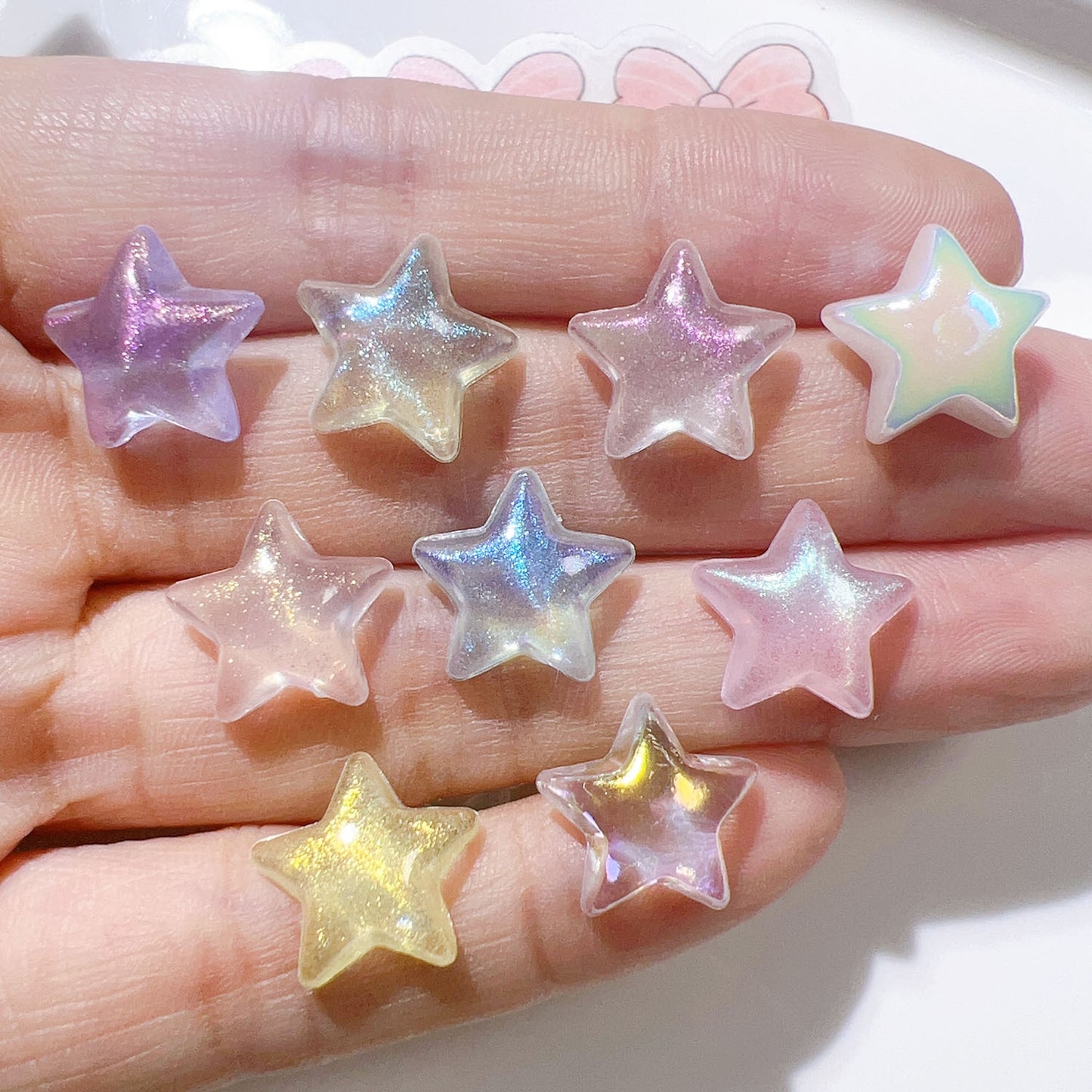 10 PCS/Package 14*13MM Iridescent Star Resin DIY Accessories for Phone Cases and Bracelets