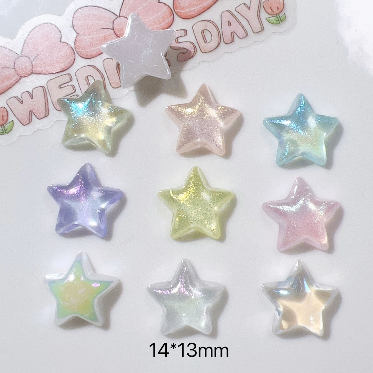 10 PCS/Package 14*13MM Iridescent Star Resin DIY Accessories for Phone Cases and Bracelets