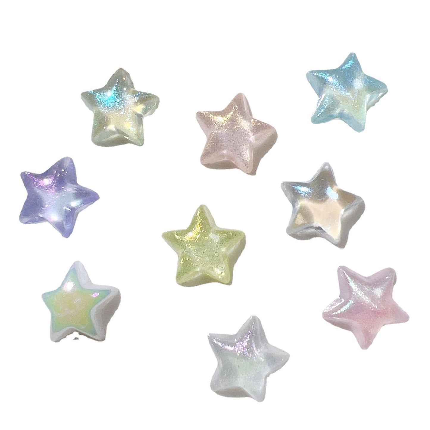 10 PCS/Package 14*13MM Iridescent Star Resin DIY Accessories for Phone Cases and Bracelets