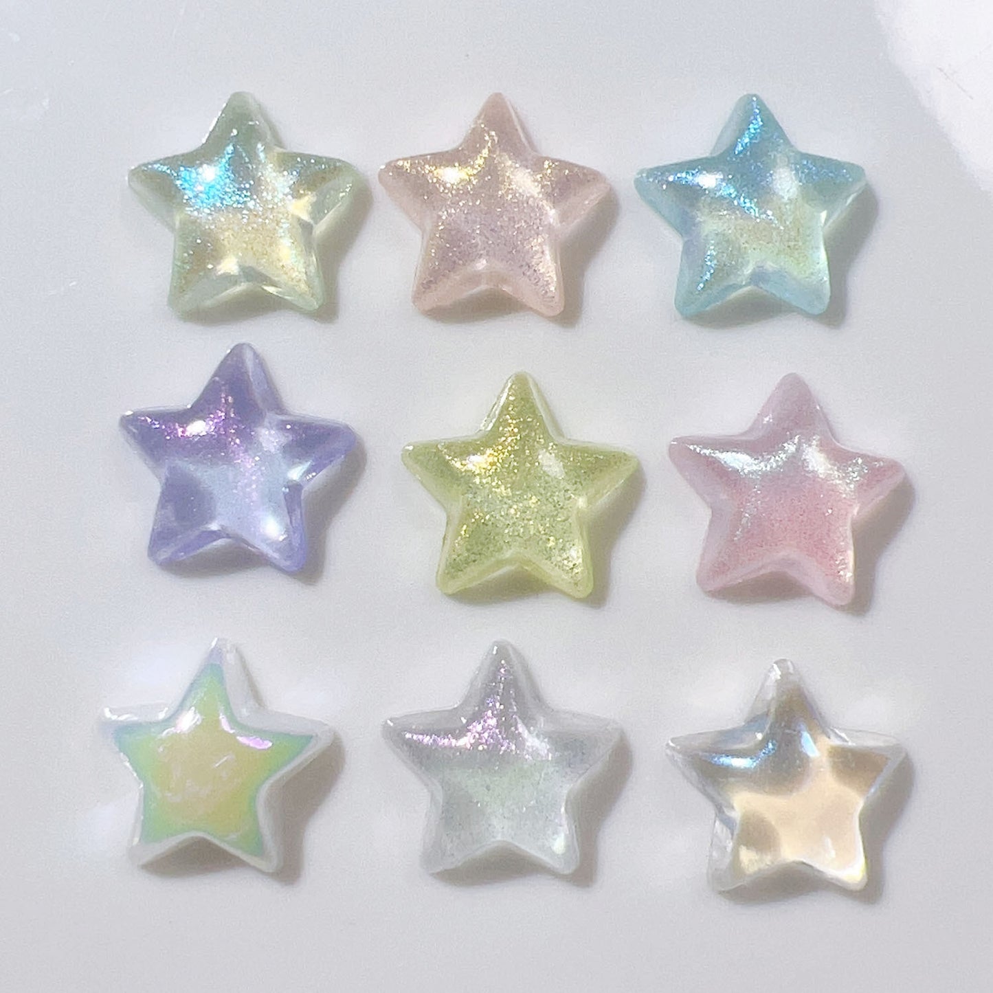 10 PCS/Package 14*13MM Iridescent Star Resin DIY Accessories for Phone Cases and Bracelets