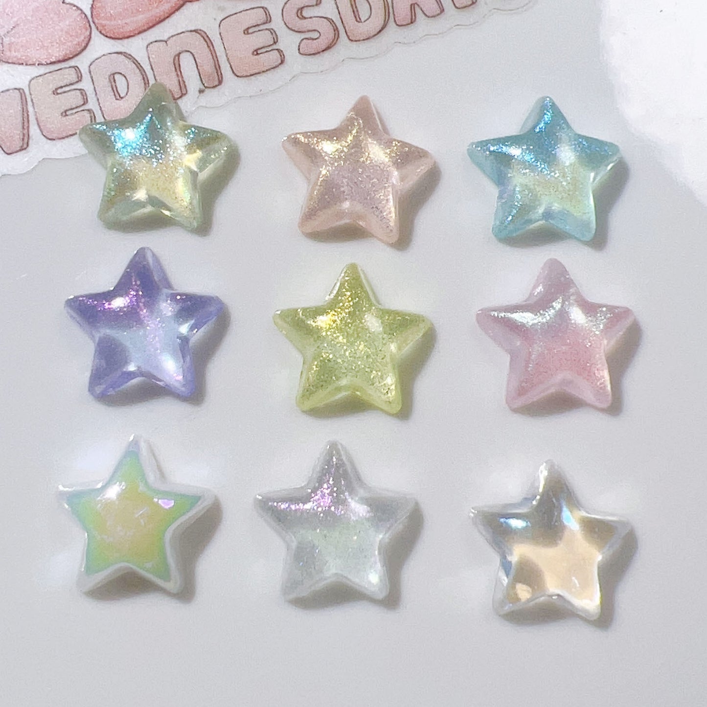 10 PCS/Package 14*13MM Iridescent Star Resin DIY Accessories for Phone Cases and Bracelets