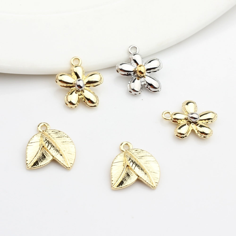 10 PCS Alloy Leaf Flower Pendant for DIY Jewelry Earrings