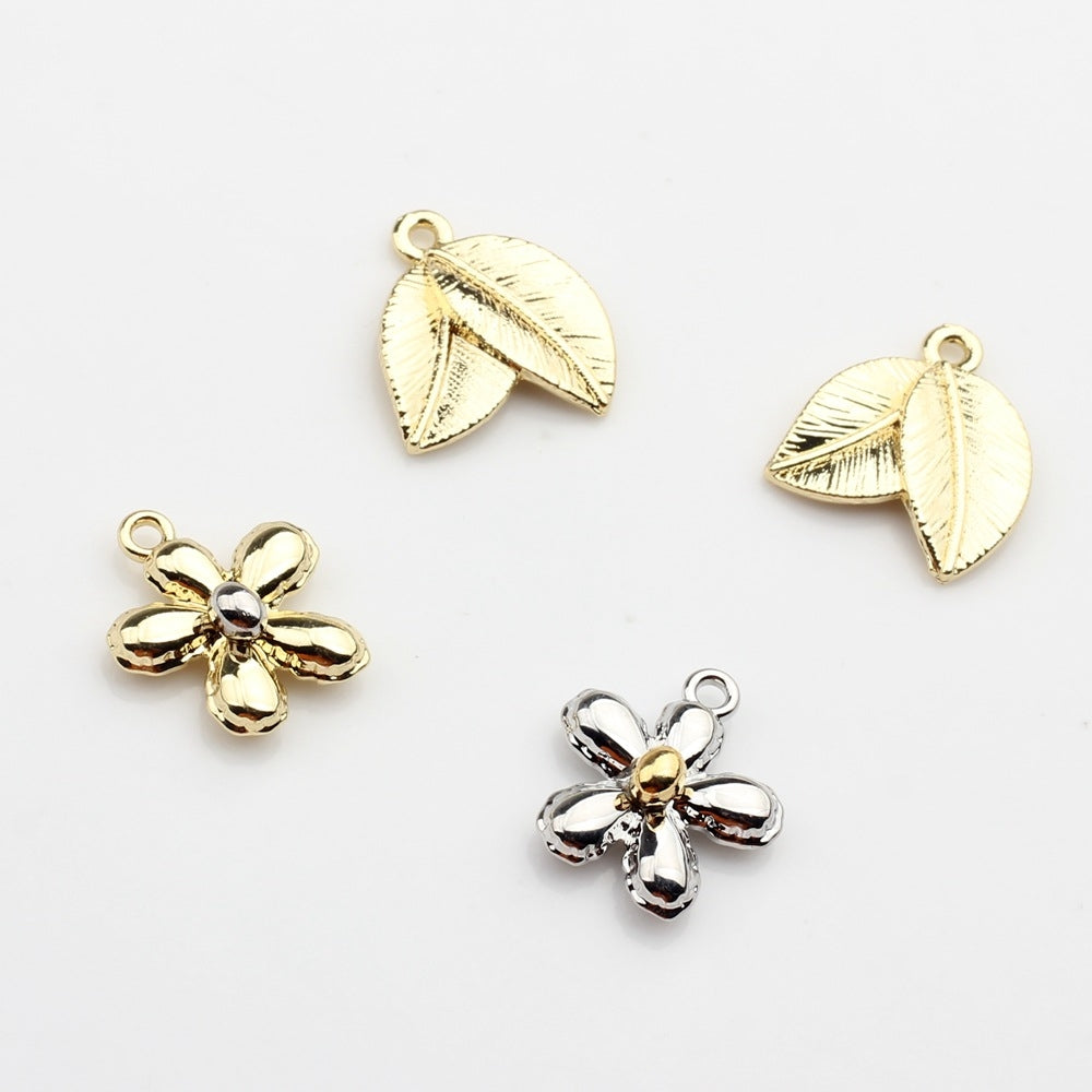 10 PCS Alloy Leaf Flower Pendant for DIY Jewelry Earrings