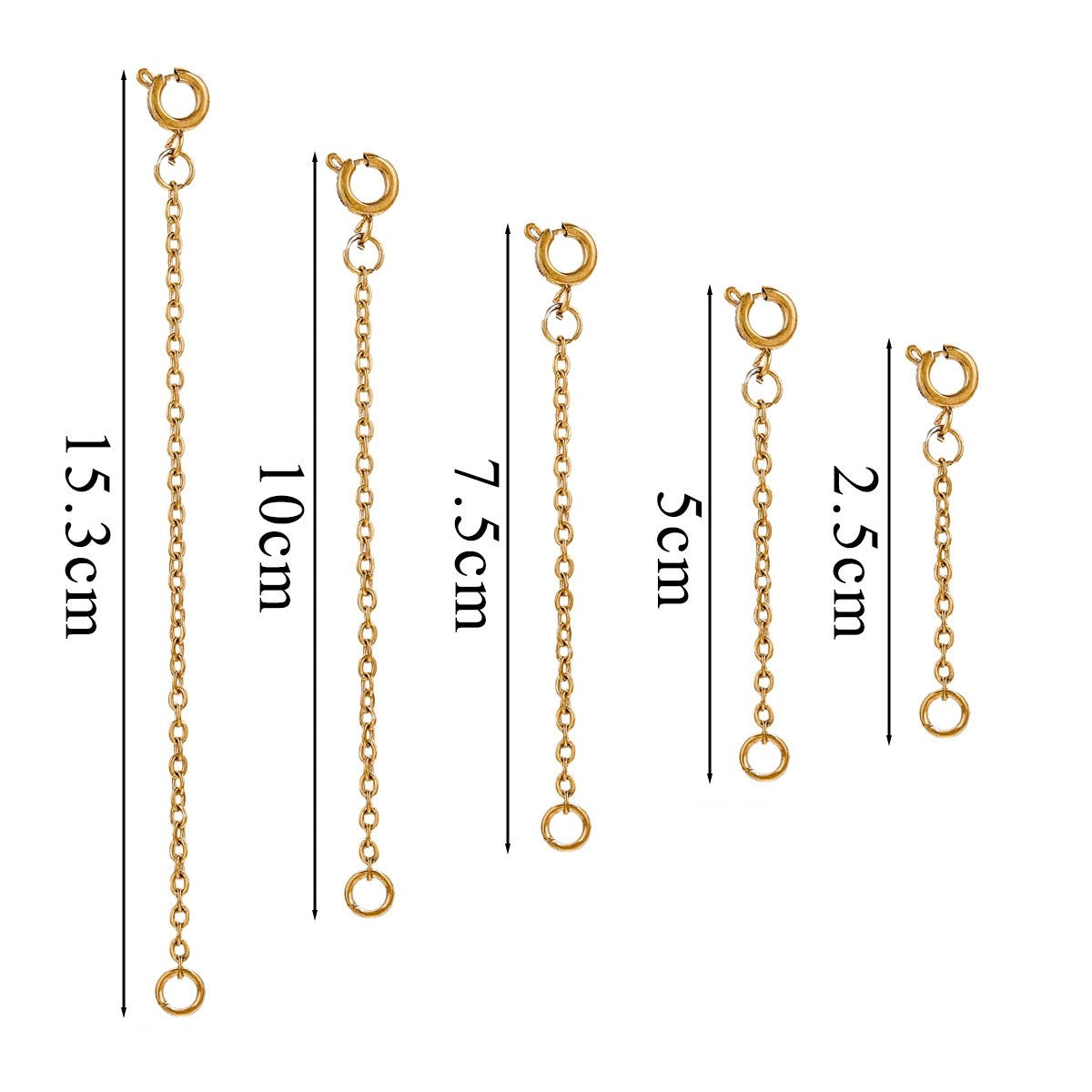 10 PCS Stainless Steel Extension Chain Set for Bracelets and Necklaces (25mm, 50mm, 75mm)