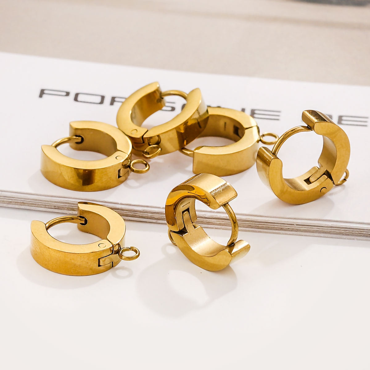 10 PCS Gold Plated Stainless Steel Circle Hook Earring Findings