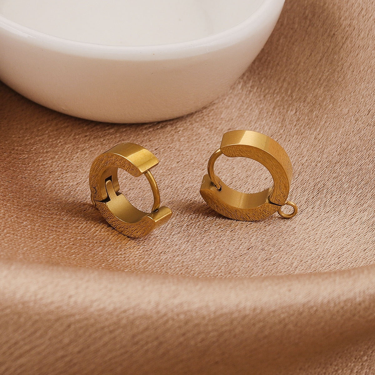 10 PCS Gold Plated Stainless Steel Circle Hook Earring Findings