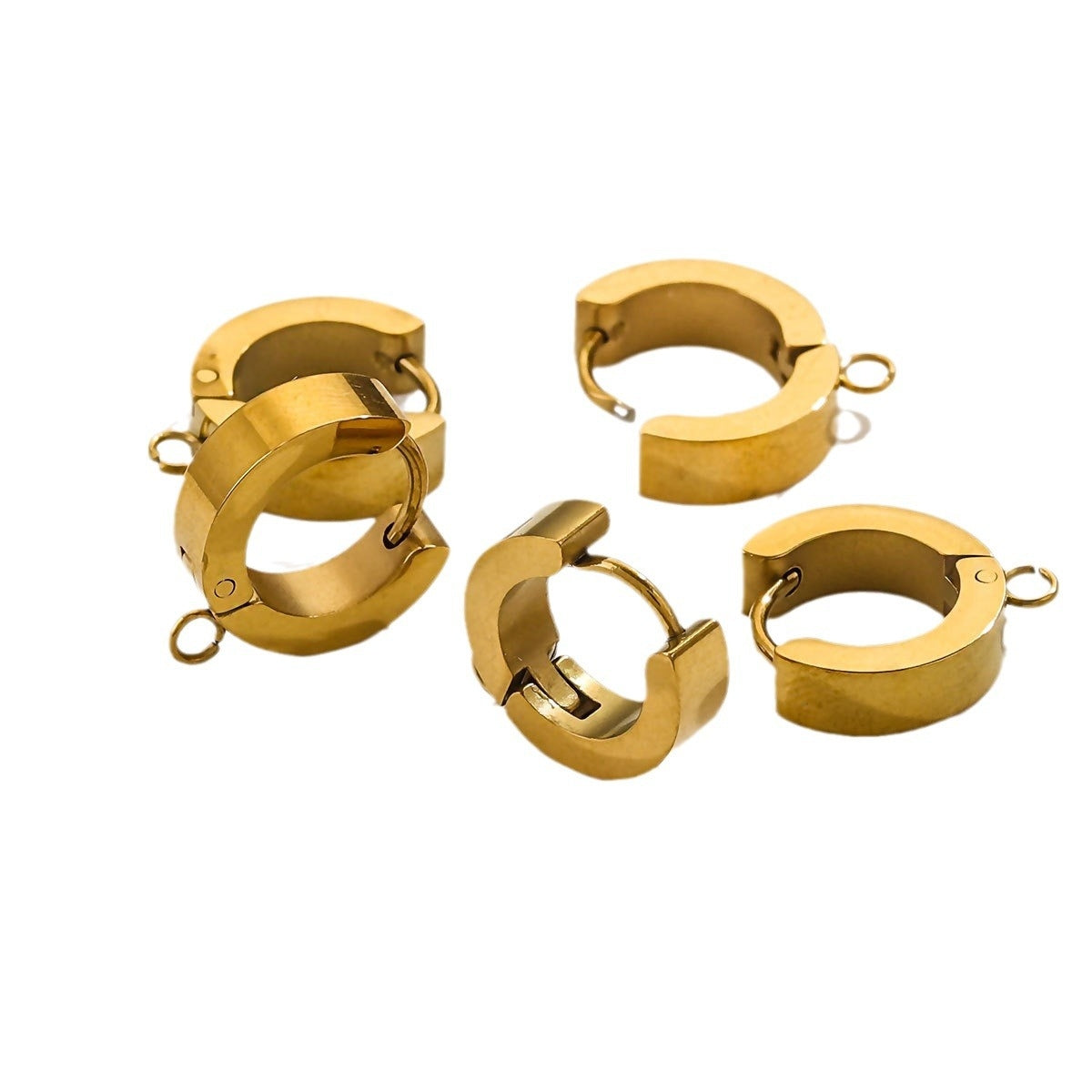 10 PCS Gold Plated Stainless Steel Circle Hook Earring Findings