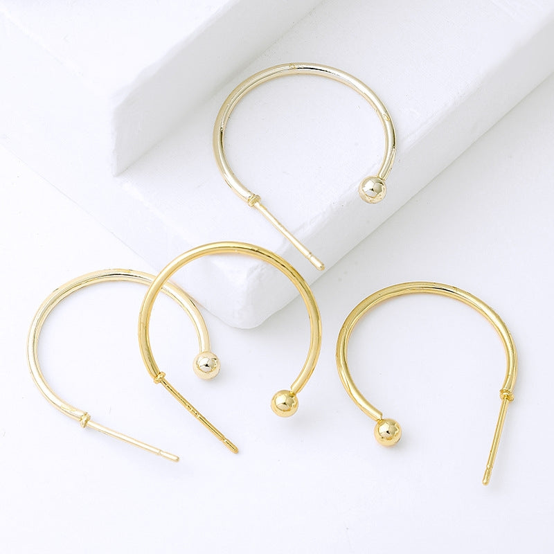 10 PCS Copper Solid Color Hoop Earring Findings with 18k Gold Plated 925 Silver Needle