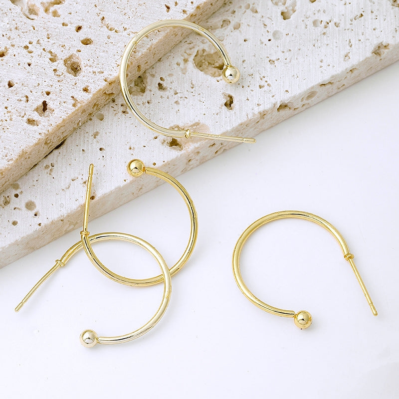 10 PCS Copper Solid Color Hoop Earring Findings with 18k Gold Plated 925 Silver Needle