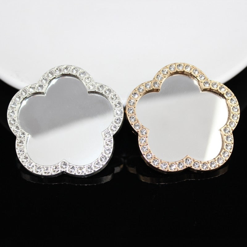 10 PCS 50mm Zinc Alloy Rhinestone Flower DIY Mirror Phone Case Accessories