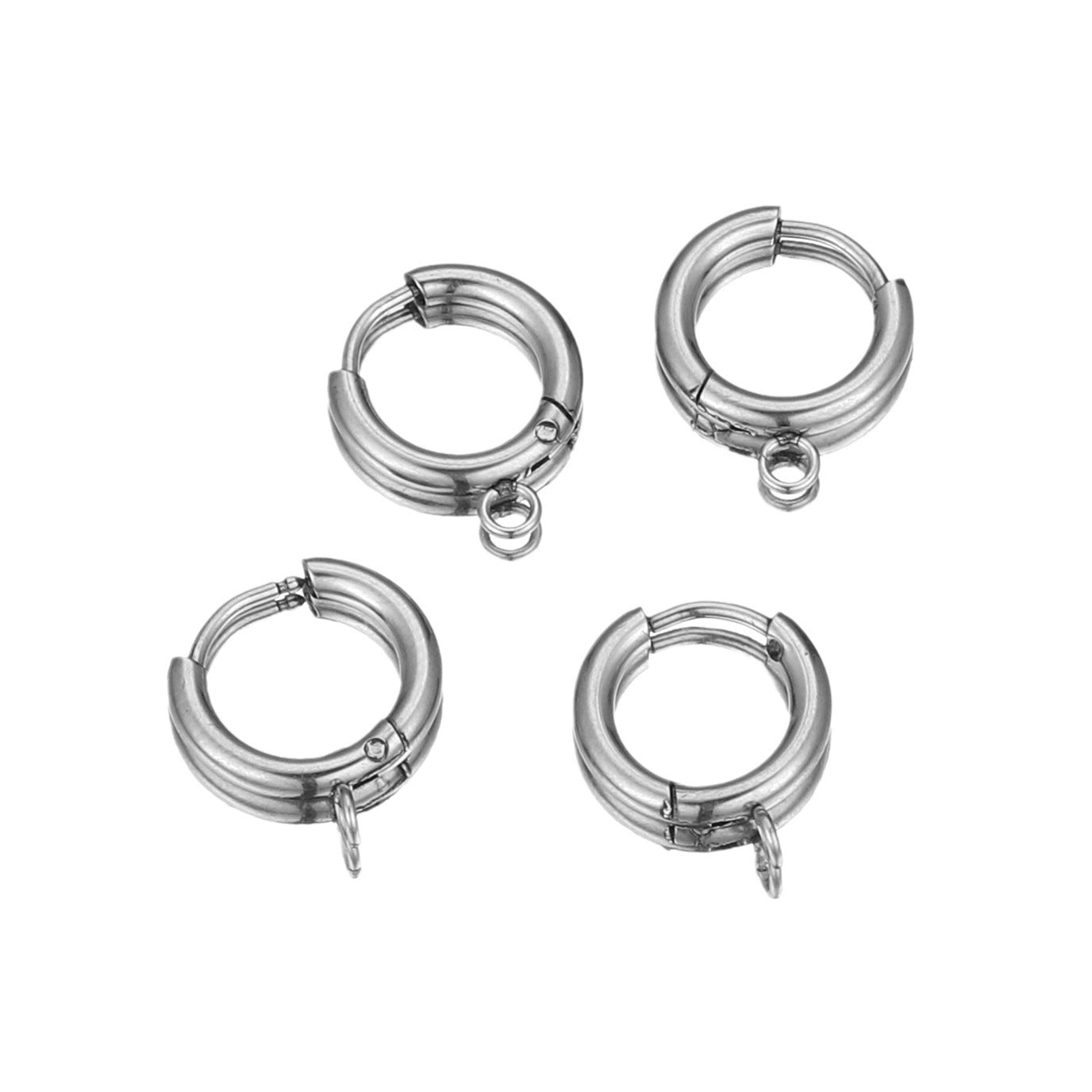 10 PCS Stainless Steel Solid Color DIY Earring Clips Accessories - Simple Style, 12mm Unisex Design