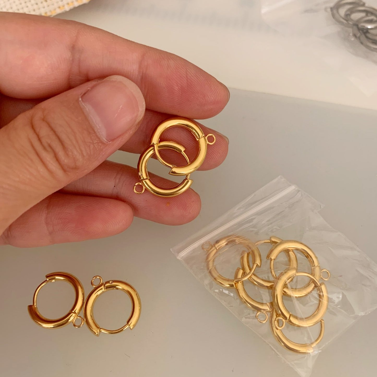 10 PCS Stainless Steel Solid Color DIY Earring Clips Accessories - Simple Style, 12mm Unisex Design