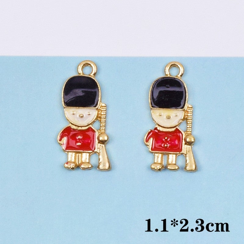 10 Pcs Simple Soldier Alloy Enamel Charms for DIY Jewelry Accessories