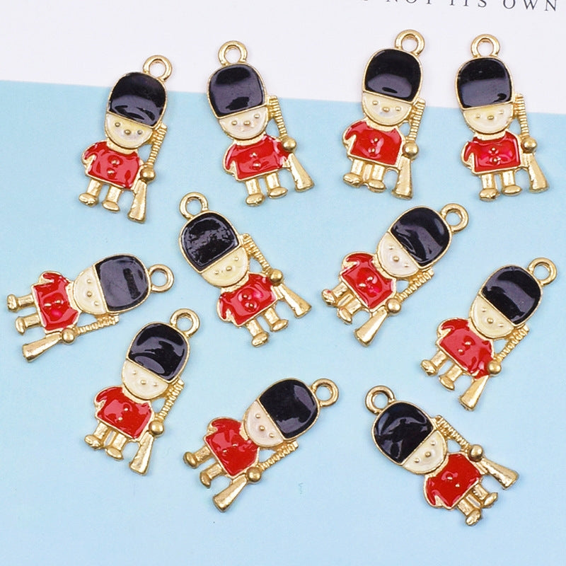 10 Pcs Simple Soldier Alloy Enamel Charms for DIY Jewelry Accessories