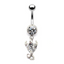 Elegant Angel Wing Heart Shape Zircon Belly Ring in White and Gold Plated Stainless Steel