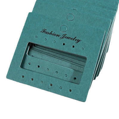 100 PCS Rectangle Jewelry Packaging Cards - Green Multi-Hole Earring Display Cards, 7.1*8cm