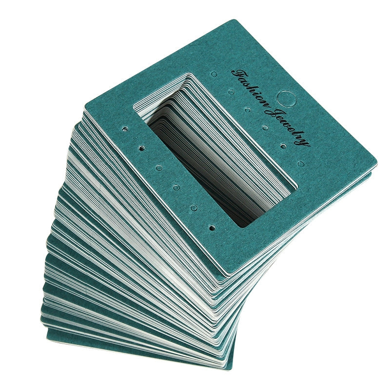 100 PCS Rectangle Jewelry Packaging Cards - Green Multi-Hole Earring Display Cards, 7.1*8cm