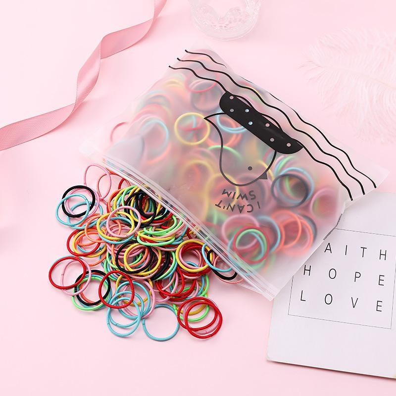 100 Pieces 3cm Colorful Nylon Hair Ties for Kids - Wholesale Scrunchies