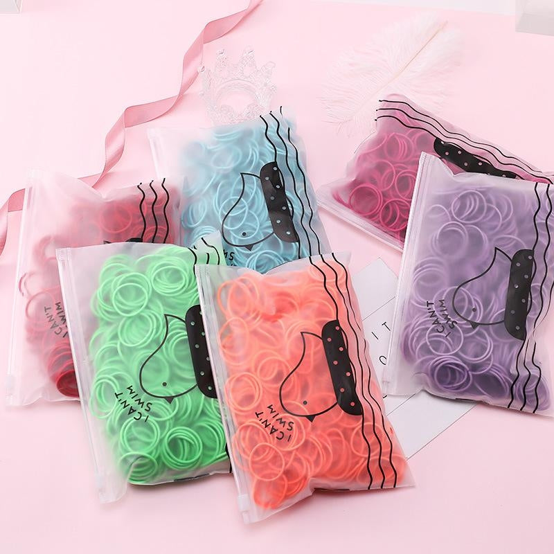 100 Pieces 3cm Colorful Nylon Hair Ties for Kids - Wholesale Scrunchies