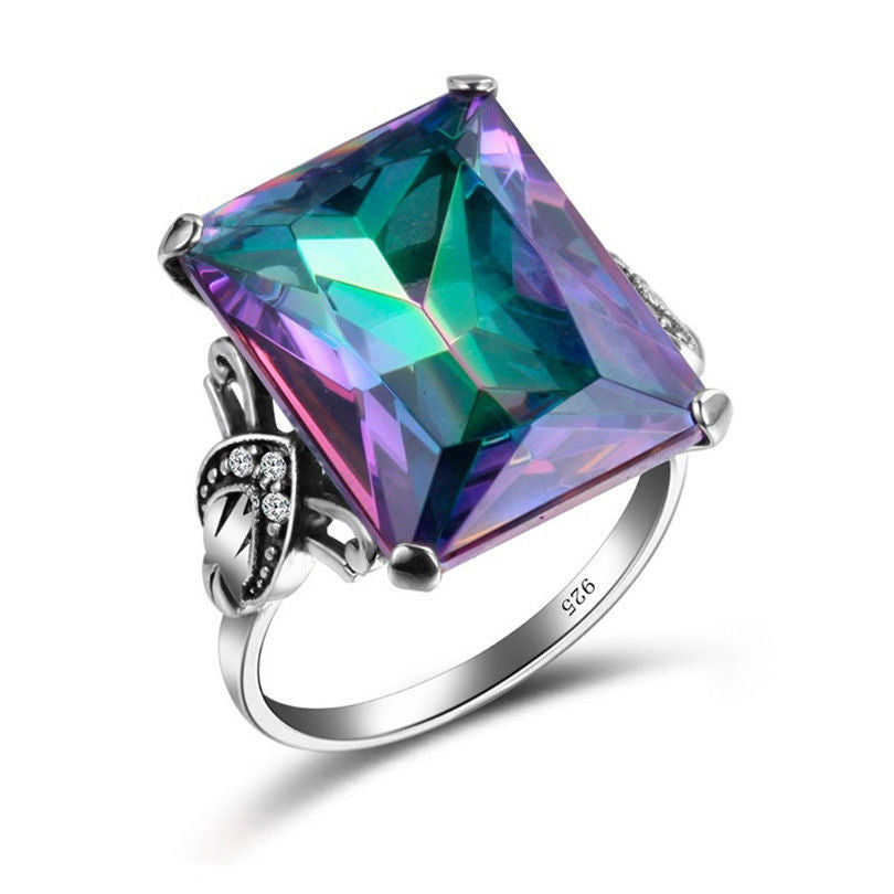 Fashion Geometric Rainbow Topaz Zircon Women's Ring