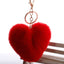 Heart-Shaped Faux Fur Pom Pom Keychain Accessory