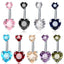 Geometric Heart Stainless Steel Zircon Belly Ring Piercing Jewelry